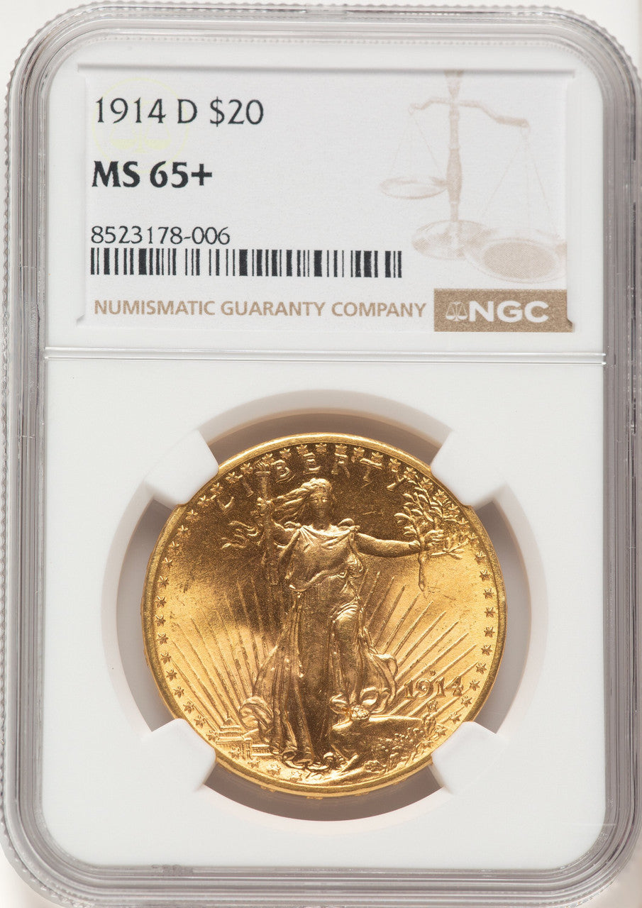 1914-D $20 Saint-Gaudens Double Eagle NGC MS65+ (507104006)