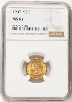 1907 $2.50 Liberty Quarter Eagle NGC MS67 (507110001)