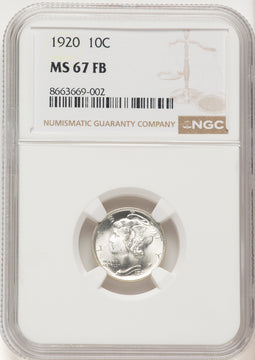 1920 10C FB Mercury Dime NGC MS67