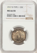 1917-D T-1 FH Standing Liberty Quarter NGC MS66