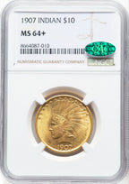 1907 $10 No Motto CAC Indian Eagle NGC MS64+