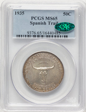 1935 50C Spanish Trail CAC Commemorative Silver PCGS MS65