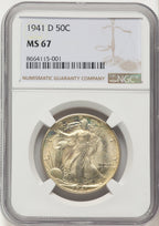 1941-D 50C Walking Liberty Half Dollar NGC MS67