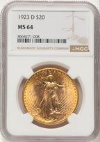 1923-D $20 Saint-Gaudens Double Eagle NGC MS64