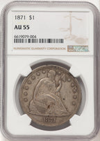 1871 Seated Dollar NGC AU55