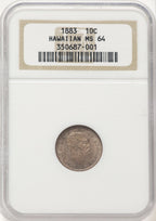 1883 Hawaii Ten Cents Coins of Hawaii NGC MS64