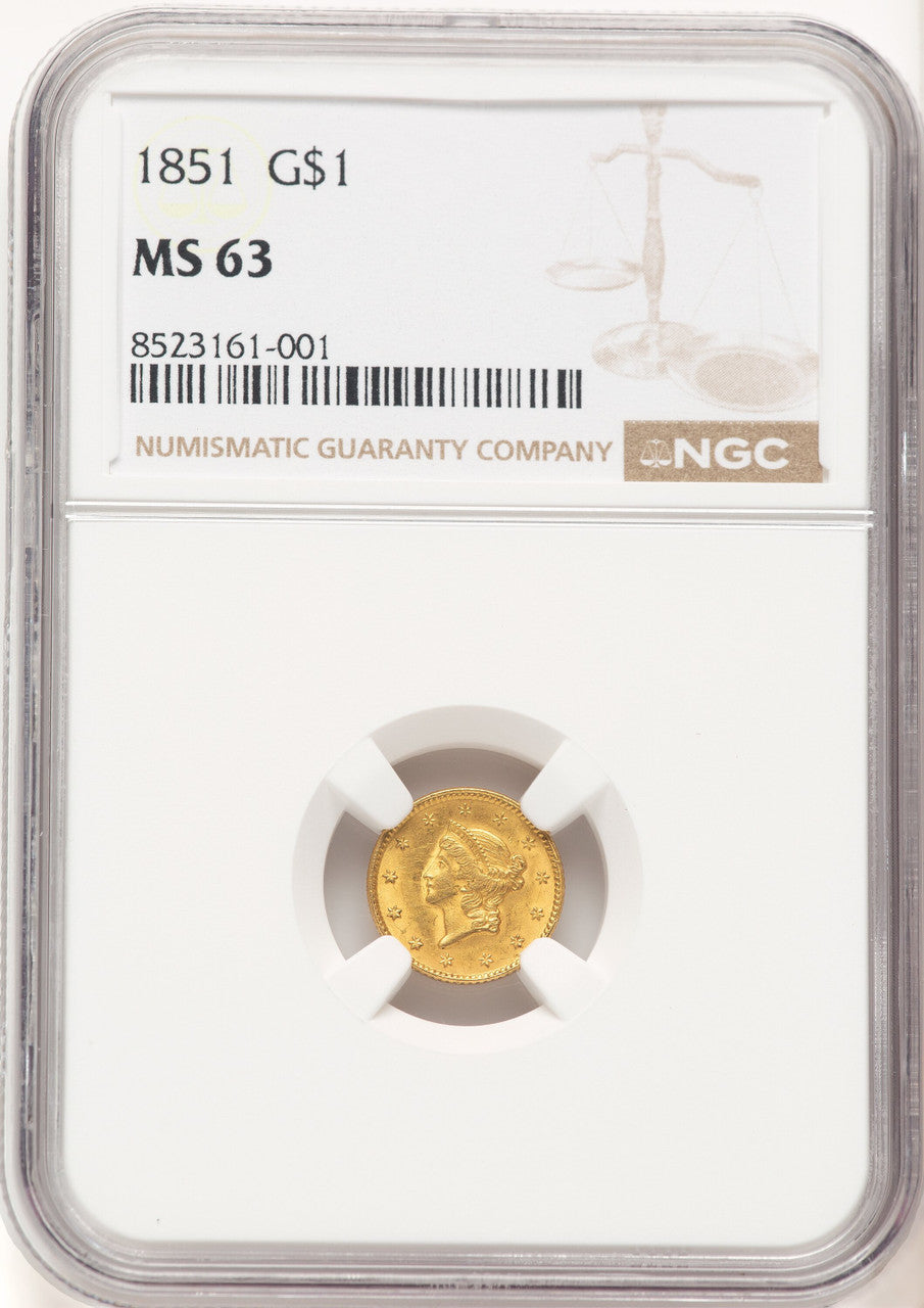 1851 G$1 Gold Dollar NGC MS63 (507198001)