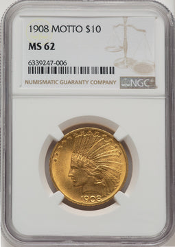 1908 $10 MOTTO Indian Eagle NGC MS62 (507203001)