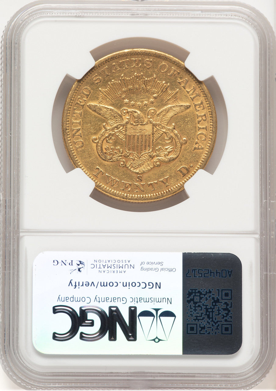 1862-S $20 Liberty Double Eagle NGC AU50 (507252020)