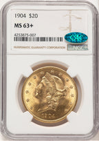1904 $20 Liberty CAC Liberty Double Eagle NGC MS63+