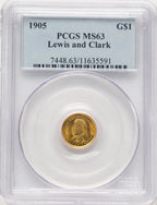 1905 G$1 Lewis and Clark Commemorative Gold PCGS MS63 (507307002)