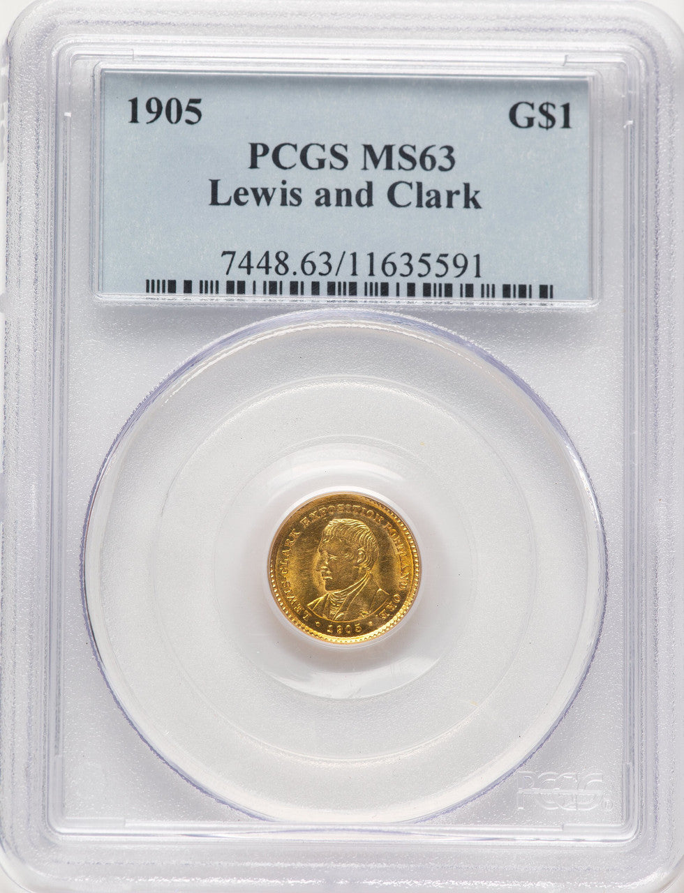 1905 G$1 Lewis and Clark Commemorative Gold PCGS MS63 (507307002)