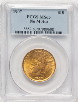 1907 $10 No Motto Indian Eagle PCGS MS63 (507342003)