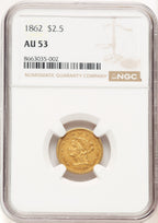1862 $2.50 Liberty Quarter Eagle NGC AU53