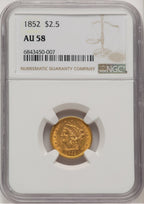 1852 $2.50 Liberty Quarter Eagle NGC AU58 (507364002)