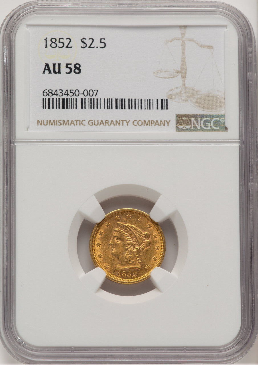1852 $2.50 Liberty Quarter Eagle NGC AU58 (507364002)