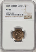1864 Copper-Nickel Indian Cent NGC MS65 (507364008)