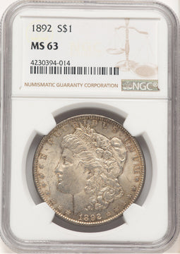 1892 Morgan Dollar NGC MS63 (507370035)