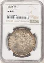1892 Morgan Dollar NGC MS63 (507370035)