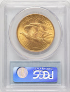 1908 $20 NO MOTTO CAC Saint-Gaudens Double Eagle PCGS MS65+