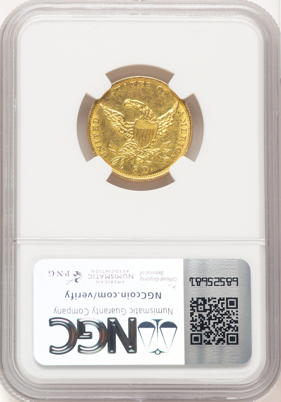 1834 $5 PLAIN 4 Classic Half Eagle NGC AU58 (507394030)