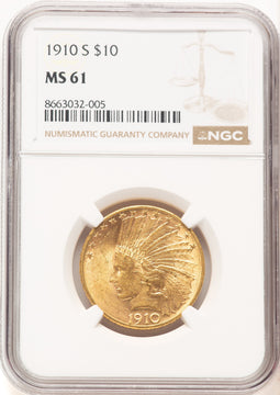 1910-S $10 Indian Eagle NGC MS61 (507406017)