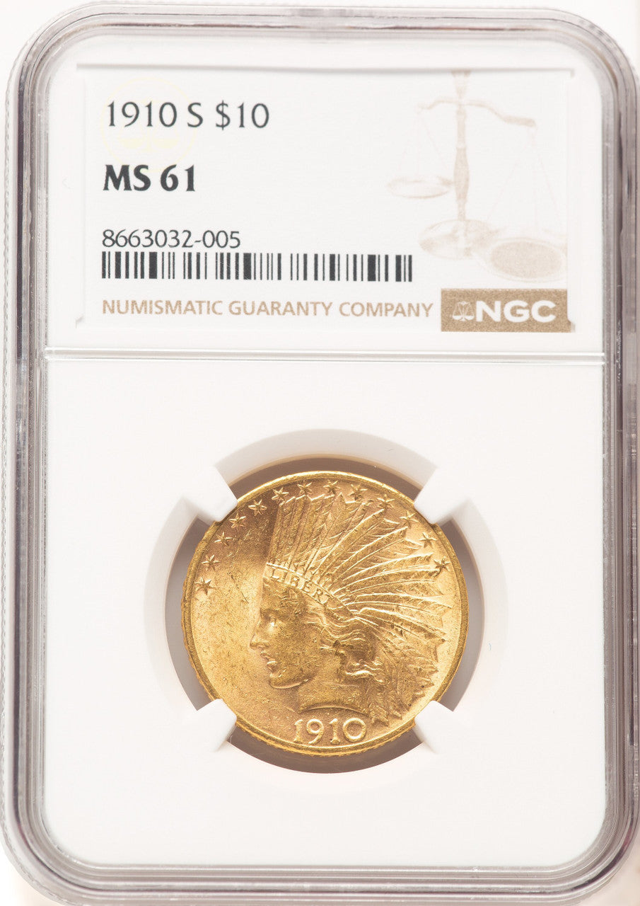 1910-S $10 Indian Eagle NGC MS61 (507406017)