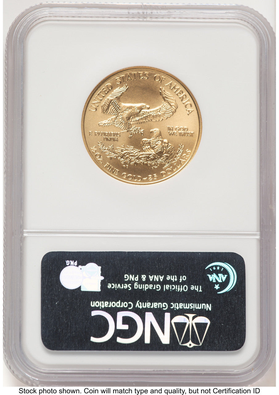 2006-W Burnished Gold Eagle 1/2 oz Brown Label NGC MS70 (507410028)