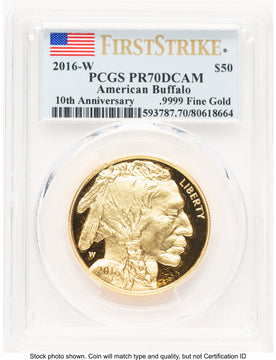 2016-W Proof Gold Buffalo 1 oz FS Flag PCGS PR70