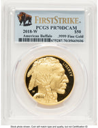 2018-W Proof Gold Buffalo 1 oz FS Bison Label PCGS PR70