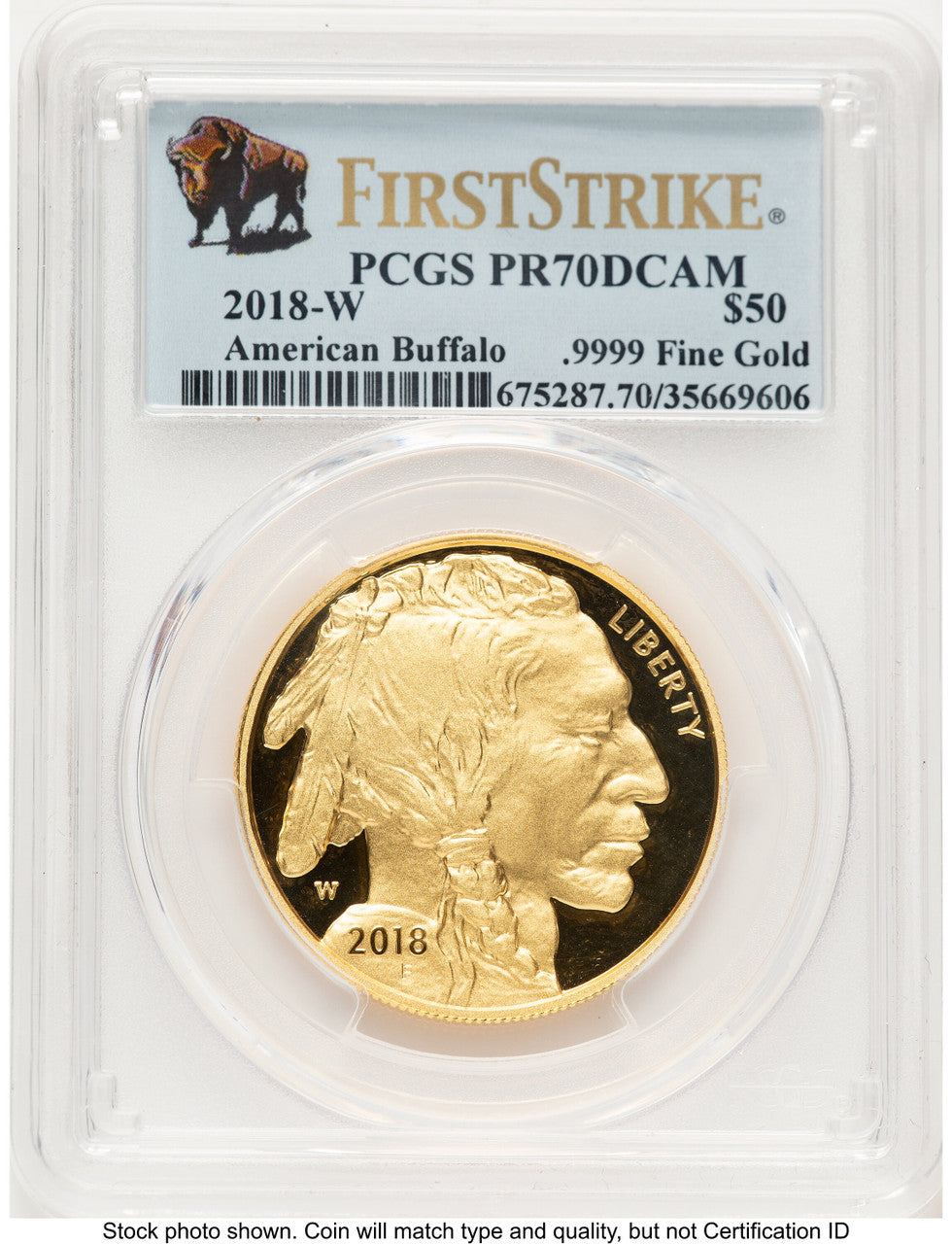 2018-W Proof Gold Buffalo 1 oz FS Bison Label PCGS PR70