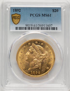 1892 $20 Liberty Double Eagle PCGS MS61