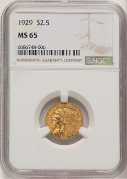 1929 $2.50 Indian Quarter Eagle NGC MS65 (507436023)