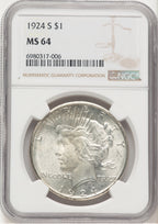 1924-S Peace Dollar NGC MS64