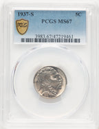 1937-S 5C Buffalo Nickel PCGS MS67 (507437002)