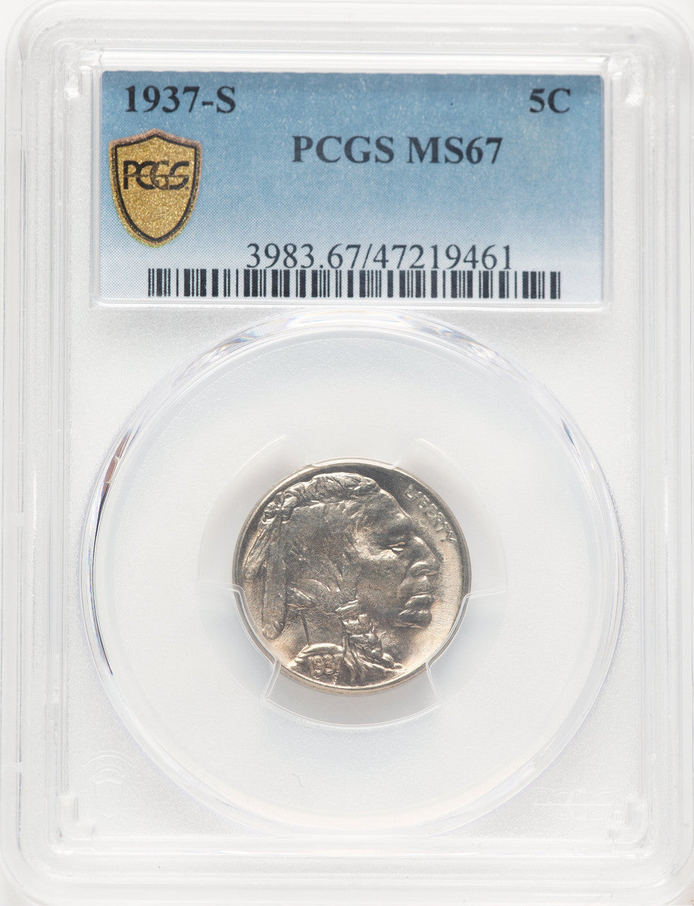 1937-S 5C Buffalo Nickel PCGS MS67 (507437002)