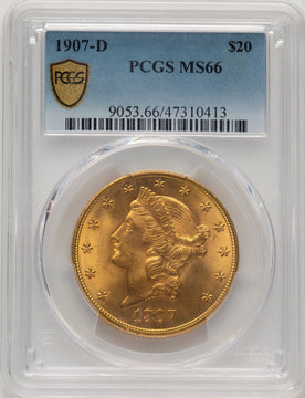1907-D $20 Liberty Double Eagle PCGS MS66 (507439003)