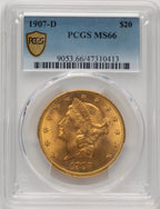 1907-D $20 Liberty Double Eagle PCGS MS66 (507439003)