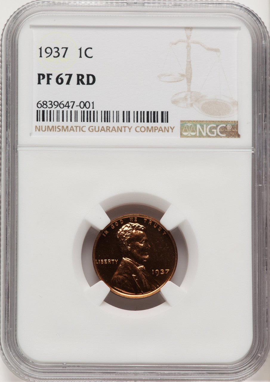 1937 1C RD Proof Lincoln Cent NGC PR67 (507441006)