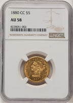 1880-CC $5 Liberty Half Eagle NGC AU58