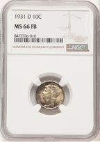 1931-D 10C FB Mercury Dime NGC MS66