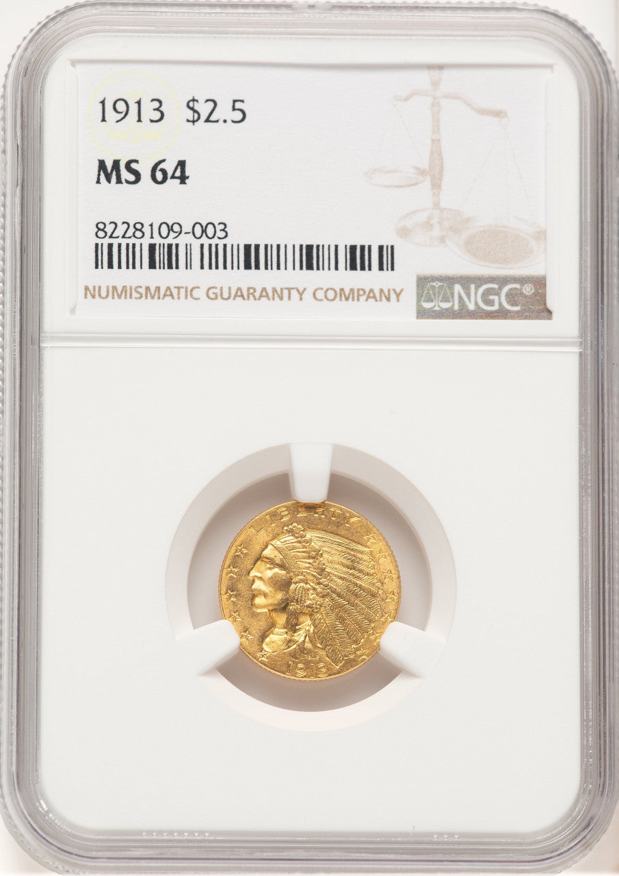 1913 $2.50 Indian Quarter Eagle NGC MS64 (507444020)
