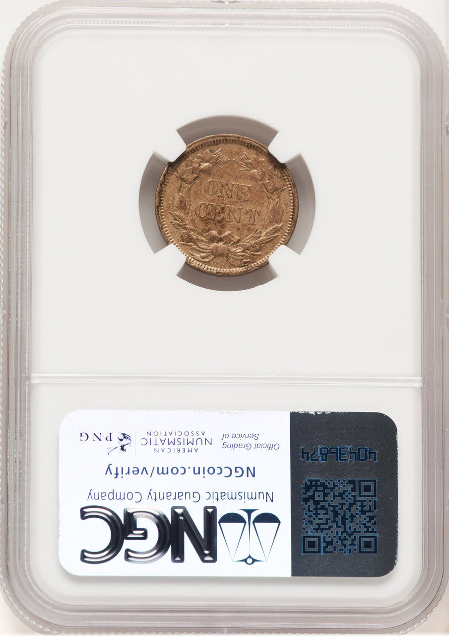 1858 1C SM LETTERS Flying Eagle Cent NGC AU58