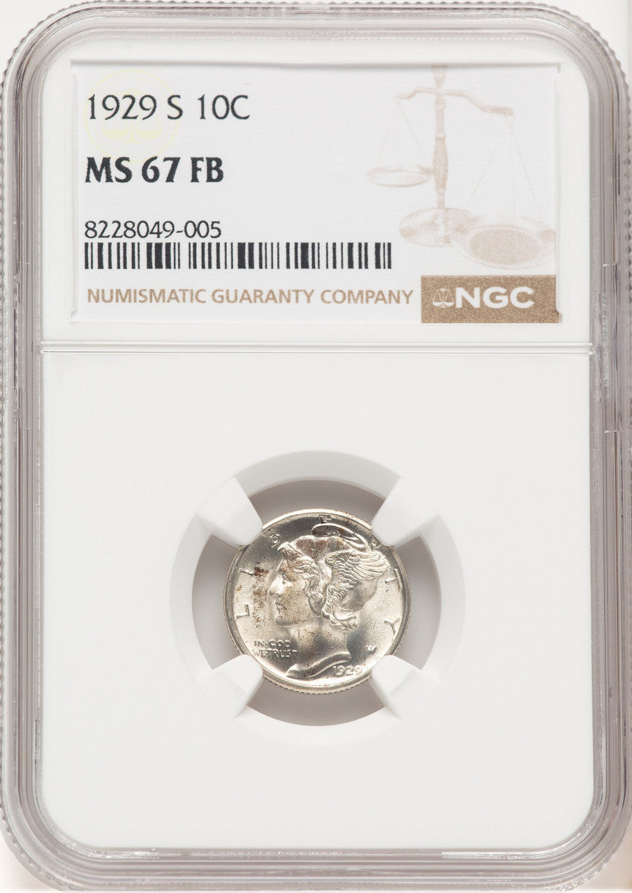 1929-S 10C FB Mercury Dime NGC MS67