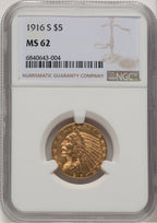 1916-S $5 Indian Half Eagle NGC MS62 (507448001)