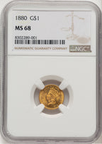 1880 G$1 Gold Dollar NGC MS68 (507450001)