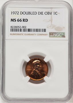 1972 1C Doubled Die Obverse RD Lincoln Cent NGC MS66 (507450006)