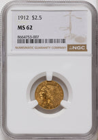 1912 $2.50 Indian Quarter Eagle NGC MS62