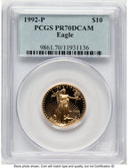 1992-P Proof Gold Eagle 1/4 oz Blue Label PCGS PR70