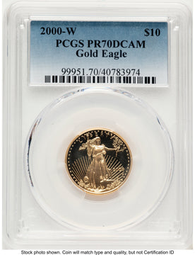 2000-W Proof Gold Eagle 1/4 oz Blue Gradient PCGS PR70